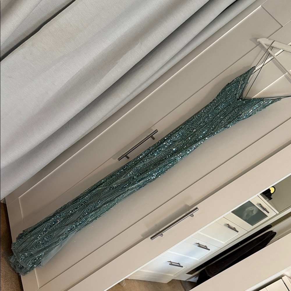 Elegant Teal Sequin Gown